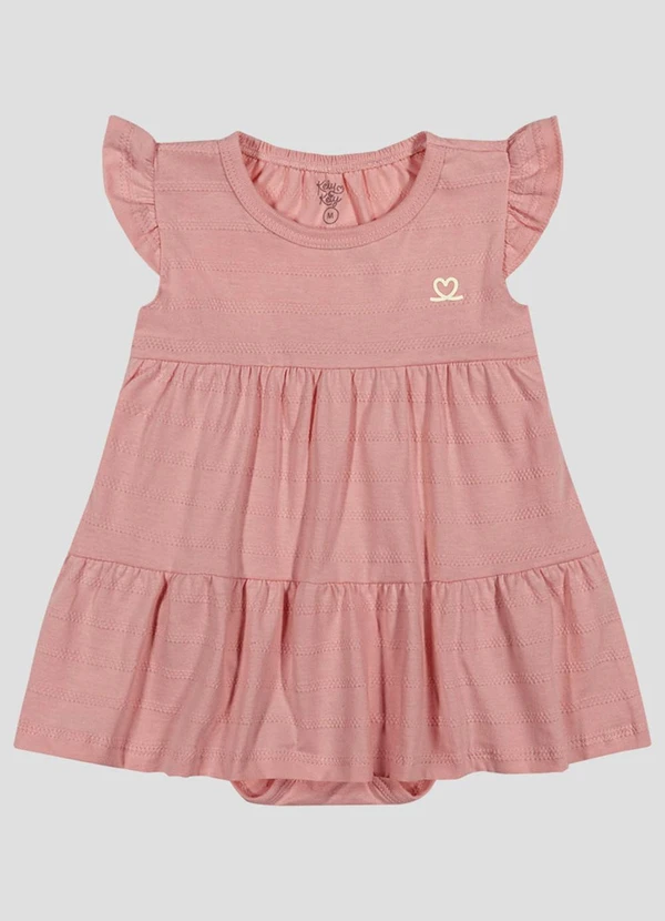 Kely Kety - Vestido Body em Malha Trabalhada Striped Rosa