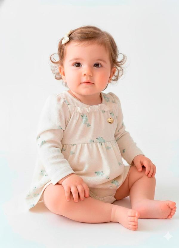 Amada - Vestido Body Ml com Babado Franzido Bege