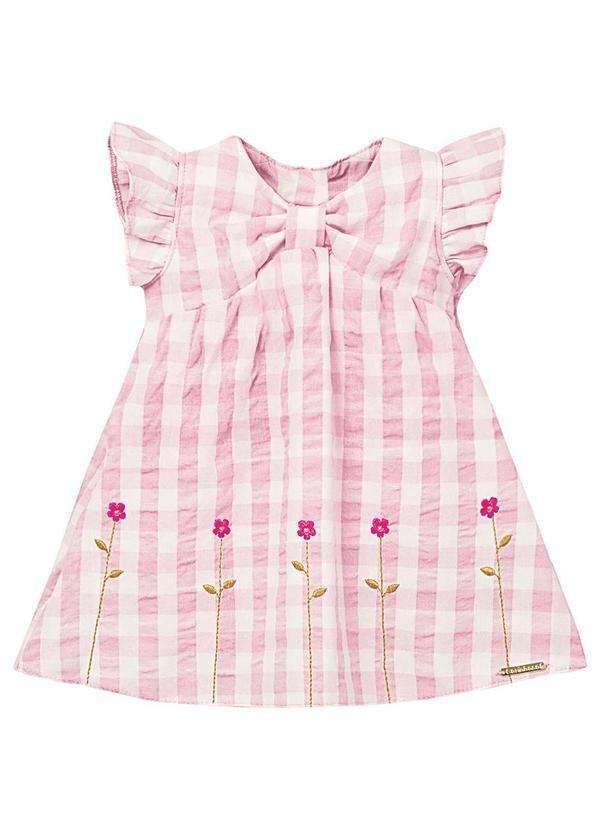 Carinhoso - Vestido Body Vichy com Bordado Rosa Claro 2