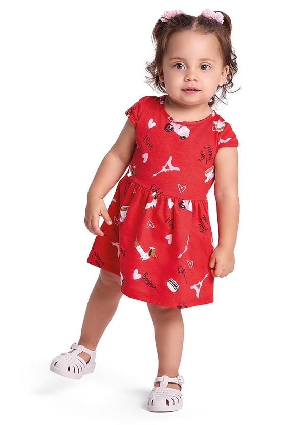Alenice - Vestido Bonjour Meninas Vermelho
