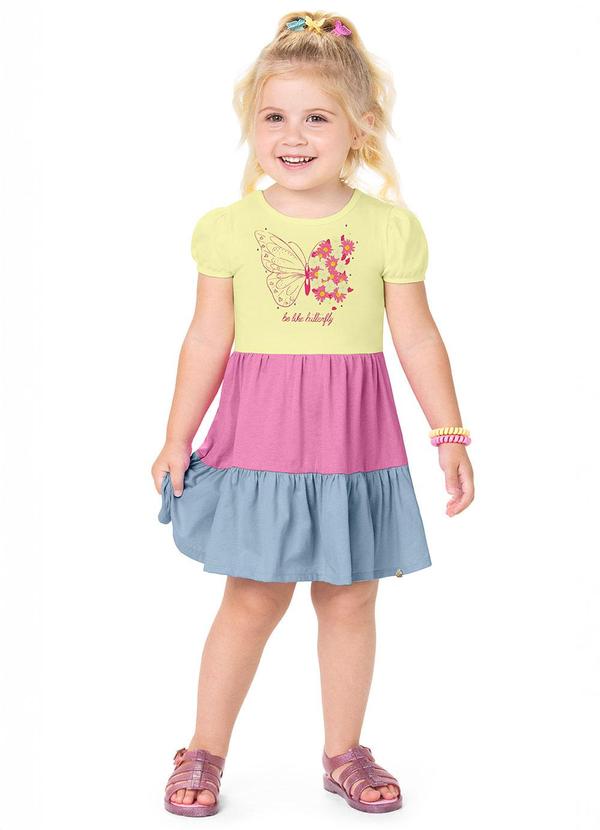 Alenice - Vestido Borboleta Colorida Menina Amarelo 1