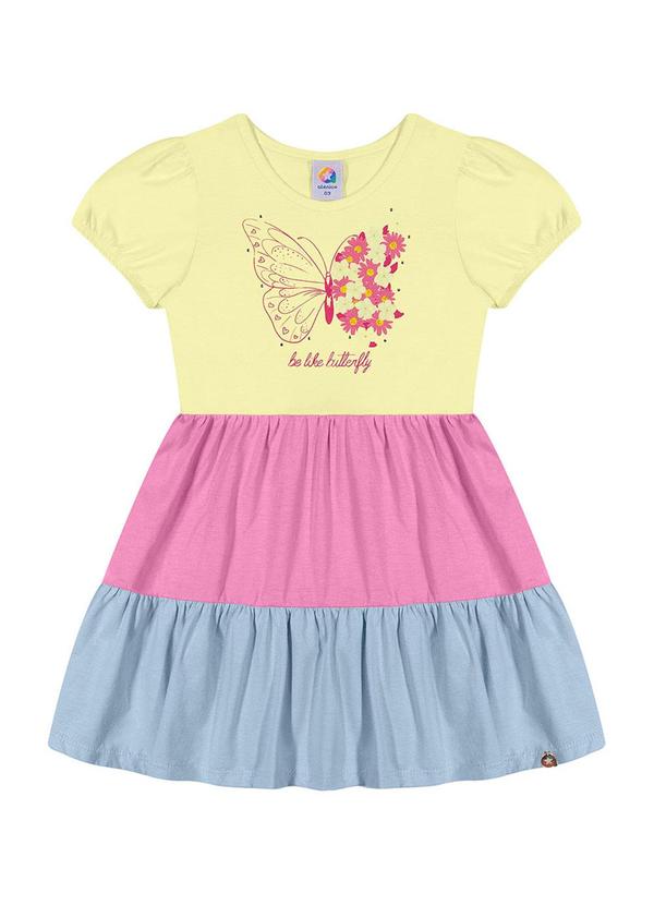 Alenice - Vestido Borboleta Colorida Menina Amarelo 2