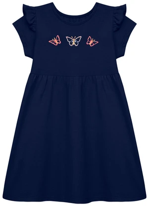 Duduka - Vestido Borboletas e Babado nas Mangas Azul  - DUDUKA