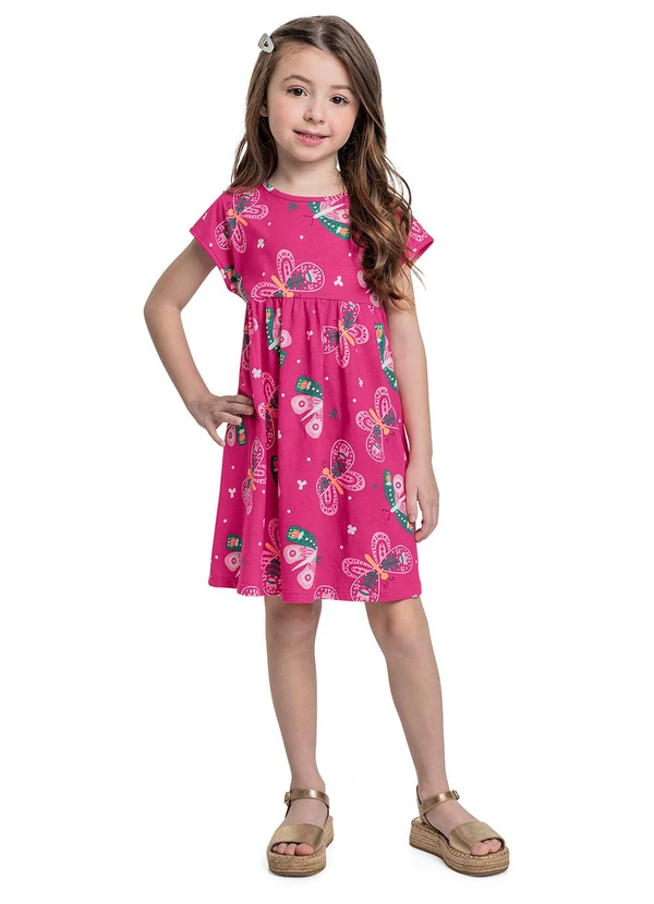 Bee Loop - Vestido Borboletas Infantil Rosa