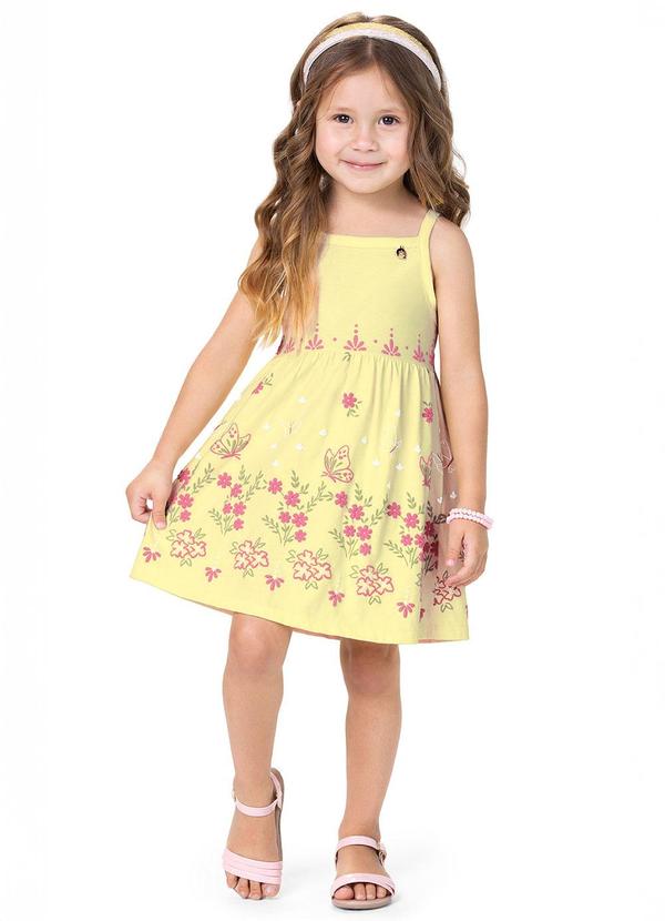 Alenice - Vestido Borboletas Jardim Menina Amarelo 1
