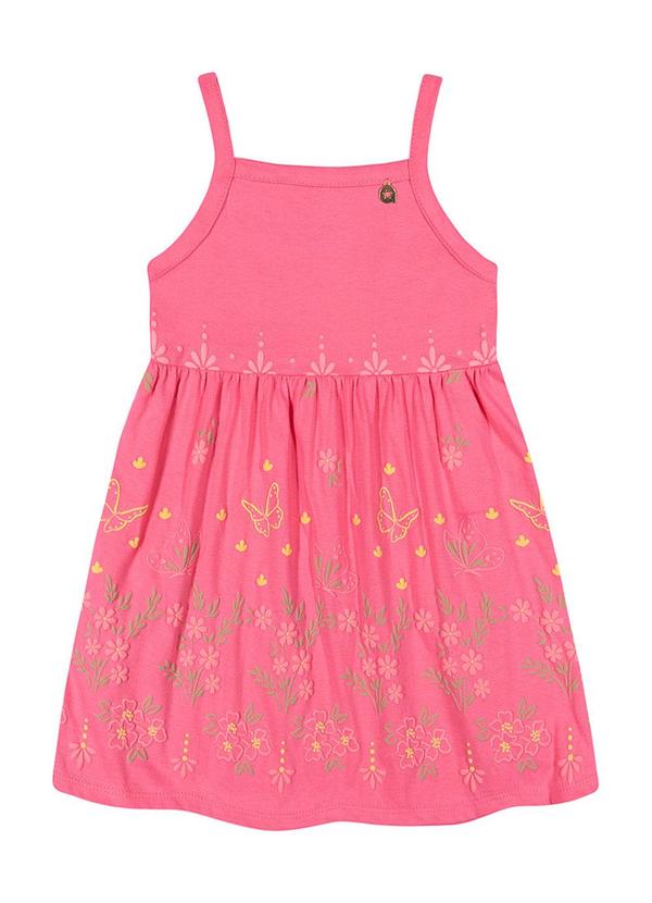 Alenice - Vestido Borboletas Jardim Menina Rosa