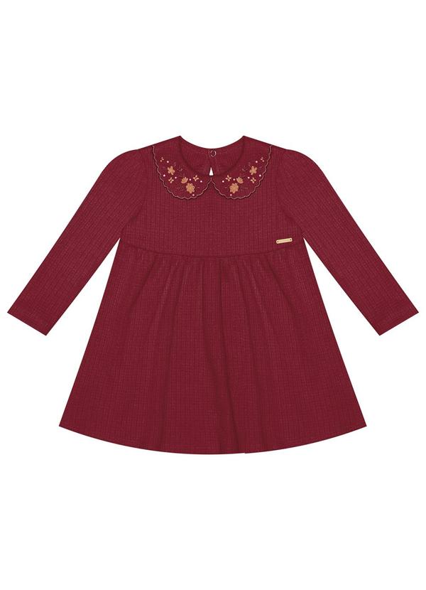 Alakazoo - Vestido Bordado em Malha Texturizada Vermelho