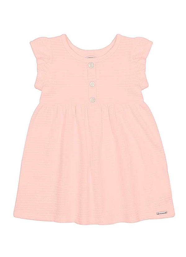 Alakazoo - Vestido Botão Frontal Malha TexturizadaRosa