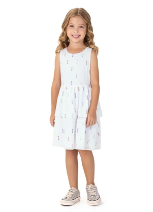 Malwee Kids - Vestido Branco Acinturado em Plumetis - MALWEE KIDS