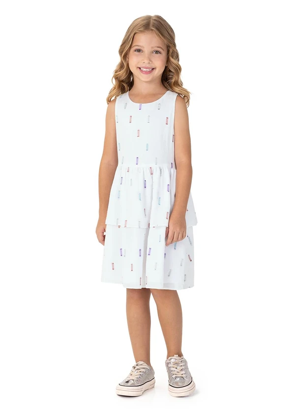 Malwee Kids - Vestido Branco Acinturado em Plumetis 2