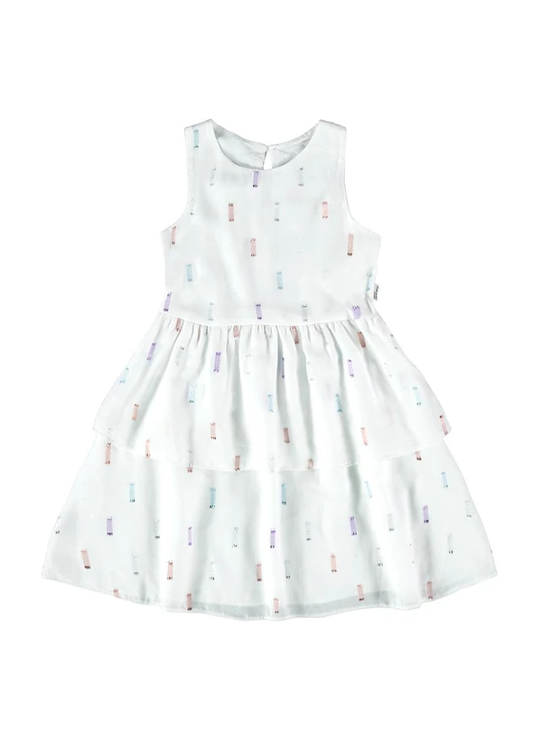 Malwee Kids - Vestido Branco Acinturado em Plumetis 3