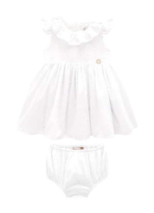 Carinhoso - Vestido Branco Curto em Devorê - CARINHOSO