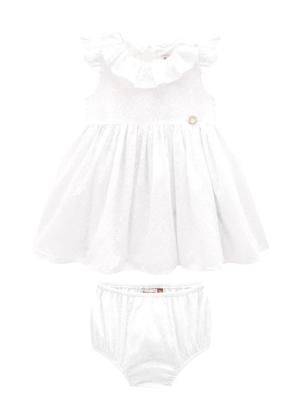 Carinhoso - Vestido Branco Curto em Devorê 2