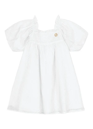 Carinhoso - Vestido Branco Godê em Devorê Menina - CARINHOSO
