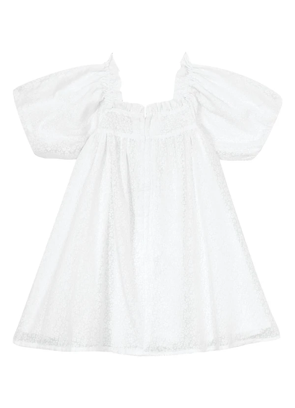 Carinhoso - Vestido Branco Godê em Devorê Menina 3