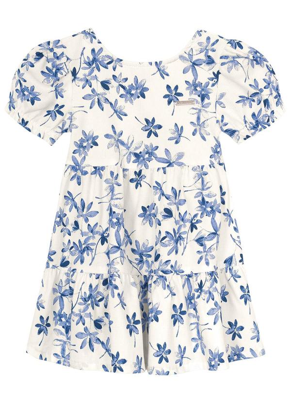Carinhoso - Vestido Branco Godê Floral Menina