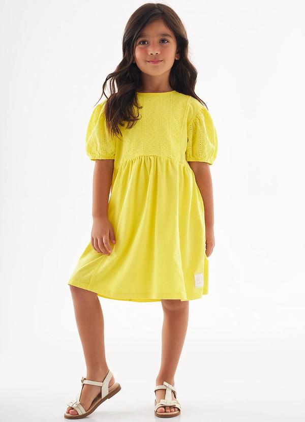 Up Baby - Vestido Bufante Meia Malha Amarelo