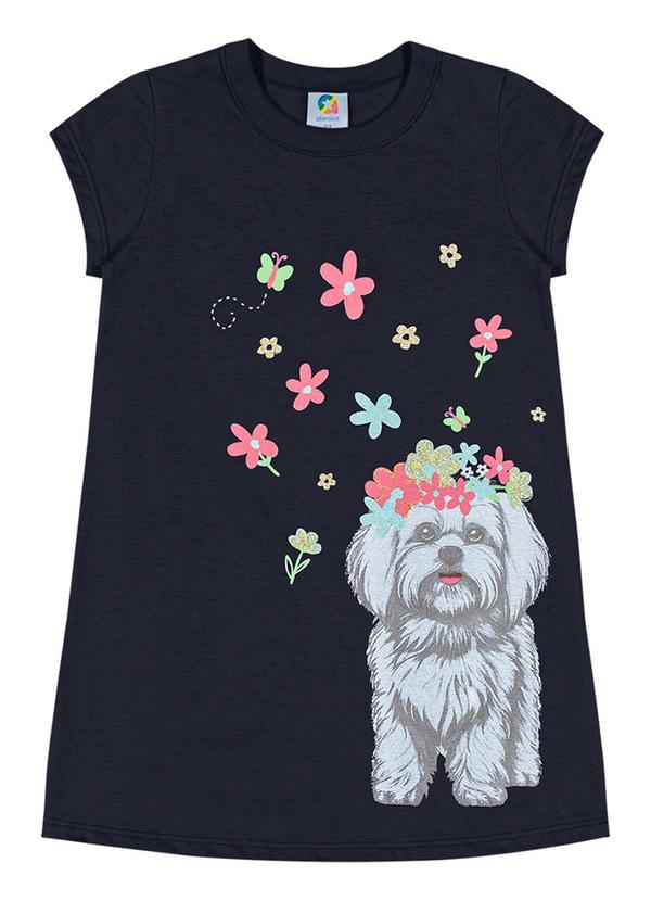 Alenice - Vestido Cachorrinho Menina Azul
