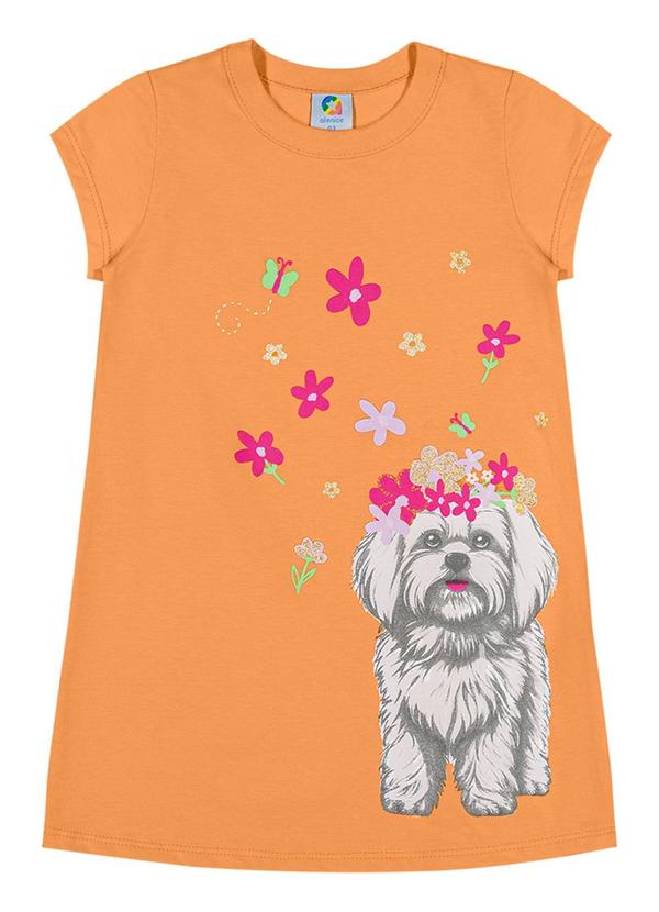 Alenice - Vestido Cachorrinho Menina Laranja