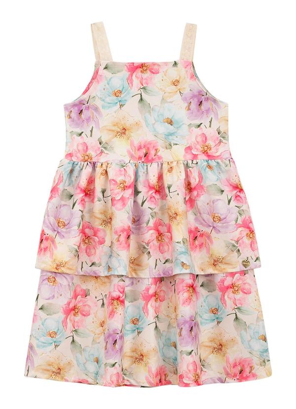 Amada - Vestido Camadas em Malha Sarjada Sublimada Rosa