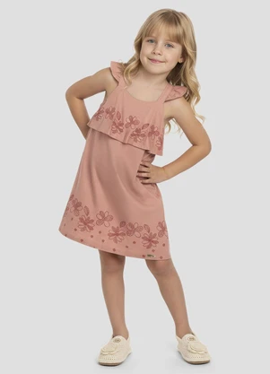 Kely Kety - Vestido Cambuci com Babado e em Relevo Laranja - KELY KETY