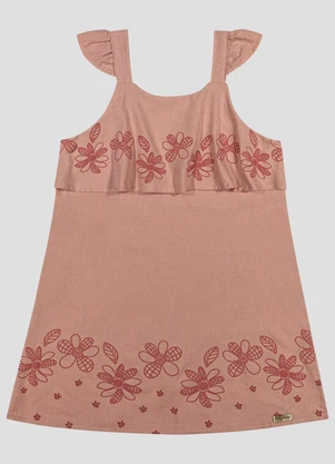 Kely Kety - Vestido Cambuci com Babado e em Relevo Laranja - KELY KETY