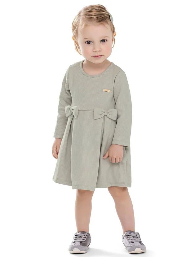 Colorittá - Vestido Canelado Bebê Menina Laços Verde