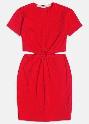 I Am - Vestido Canelado com Argola Vermelho - I AM