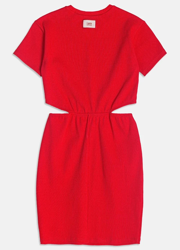 I Am - Vestido Canelado com Argola Vermelho 2