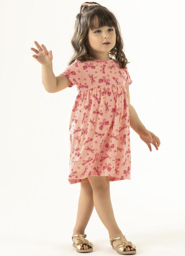 Cativa Kids - Vestido Canelado Estampado Laranja