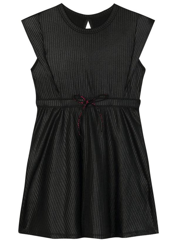Marisol - Vestido Canelado Menina Preto