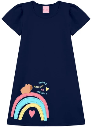Duduka - Vestido Capivara Vamos Brincar no Jardim Azul  - DUDUKA