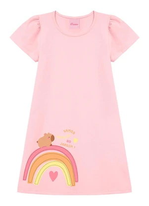Duduka - Vestido Capivara Vamos Brincar no Jardim Rosa - DUDUKA