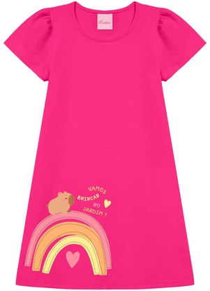 Duduka - Vestido Capivara Vamos Brincar no Jardim Rosa - DUDUKA