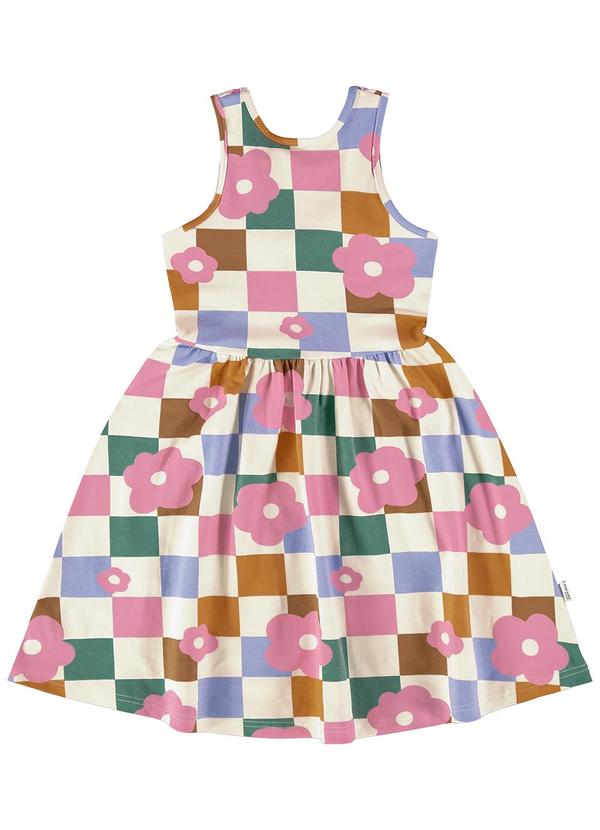 Malwee Kids - Vestido Caramelo Godê Vichy Floral