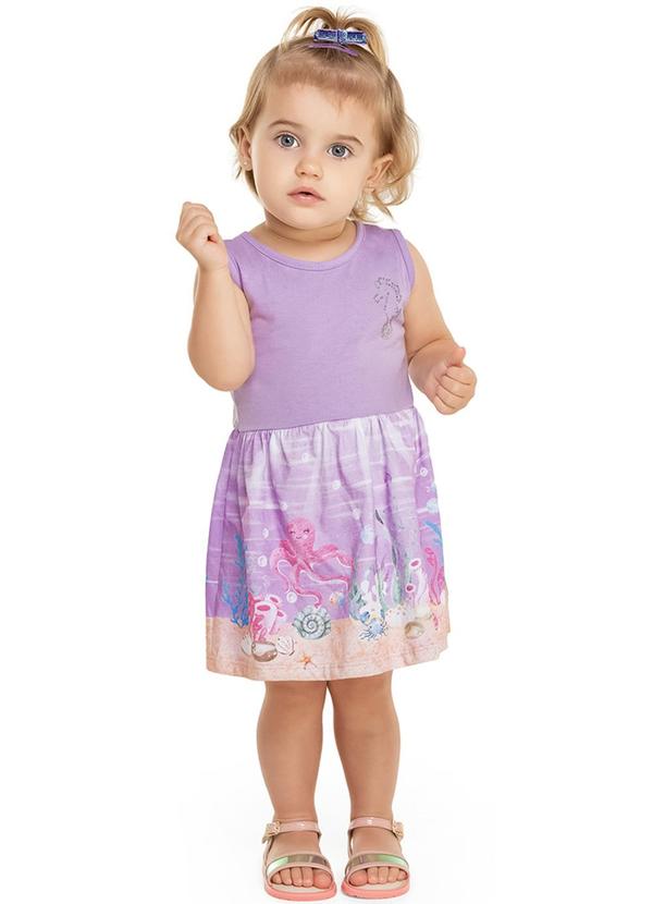 Alenice - Vestido Cavalo Marinho Encantado Menina Roxo