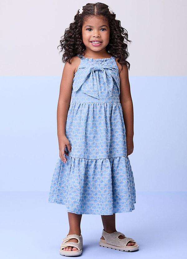 Momi - Vestido Chambray com Laço Azul