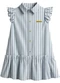 Carinhoso - Vestido Chemise Listrado Rosa - variação: Azul