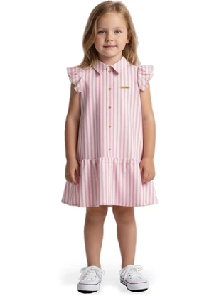 Carinhoso - Vestido Chemise Listrado Rosa - CARINHOSO