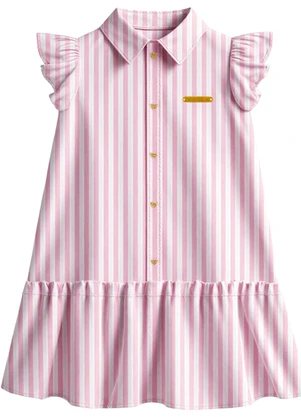 Carinhoso - Vestido Chemise Listrado Rosa - CARINHOSO