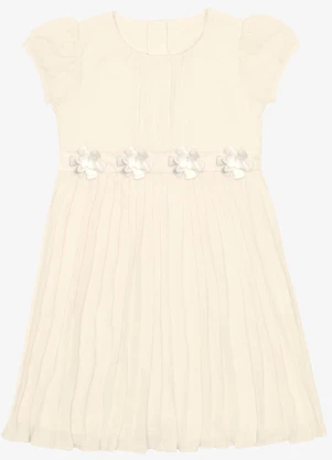 Trick Nick - Vestido Chiffon Plissado Bege - TRICK NICK