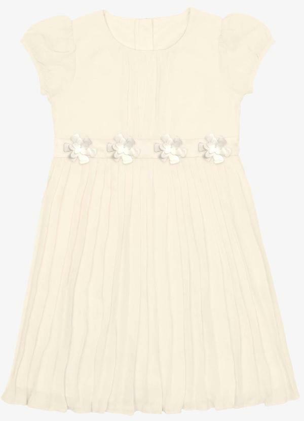 Trick Nick - Vestido Chiffon Plissado Bege