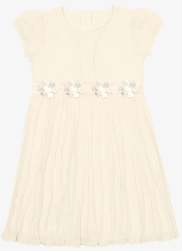 Trick Nick - Vestido Chiffon Plissado Bege