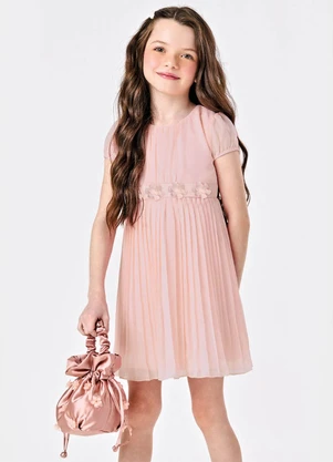 Trick Nick - Vestido Chiffon Plissado Rosa - TRICK NICK