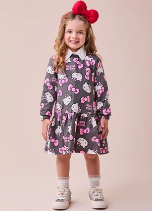 Momi - Vestido Cinza da Hello Kitty de Moletom Cinza - MOMI