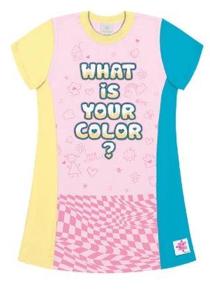 Vestido Color Block Rosa Abrange - ABRANGE