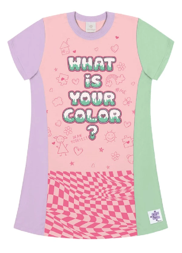 Abrange - Vestido Color Block Rosa Neon Abrange