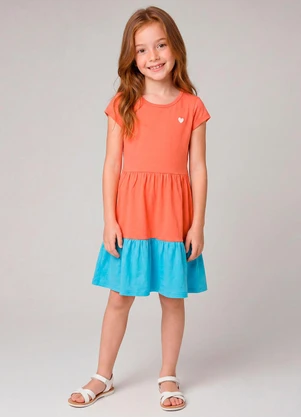 Marlan - Vestido Colorido 100% Algodão Laranja - MARLAN