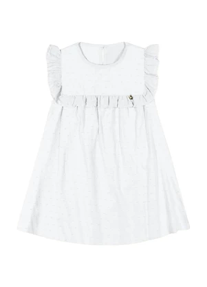 Outlet - Vestido com Babado Busto Menina Branco - OUTLET