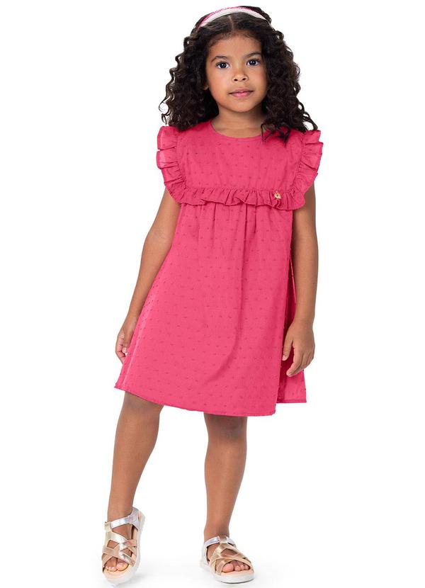 Alenice - Vestido com Babado Busto Menina Rosa 